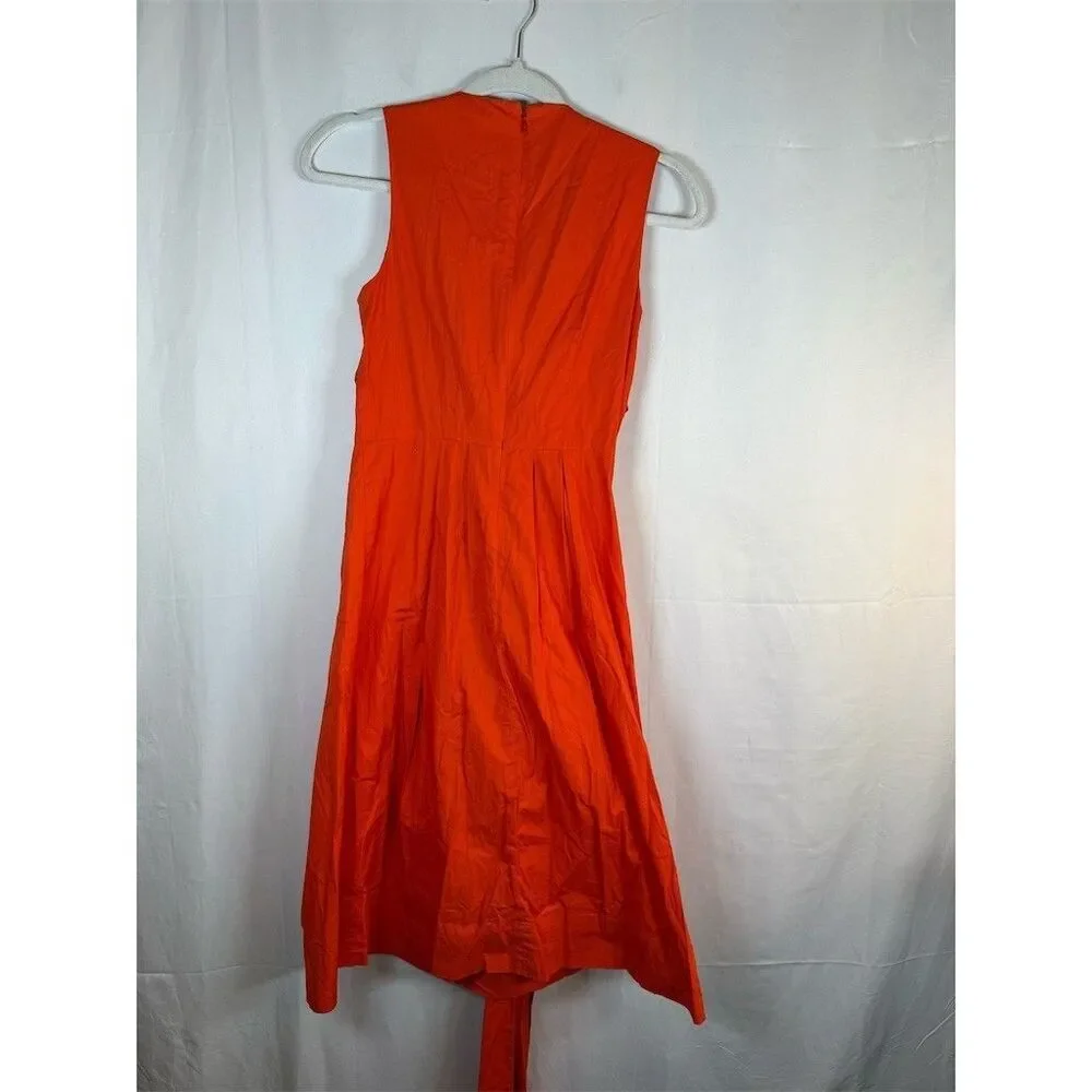 J. by J.Crew Dress Womens Size 00 Orange Sleeveless Wrap Midi Tie Waist